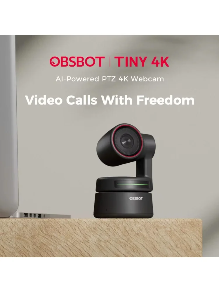 OBSBOT Tiny 2 4k Meet 4K PTZ Webcam AI-Tracking Auto-Framing Gesture Control HDR Dual Omni-Directional Mic Recording Streaming