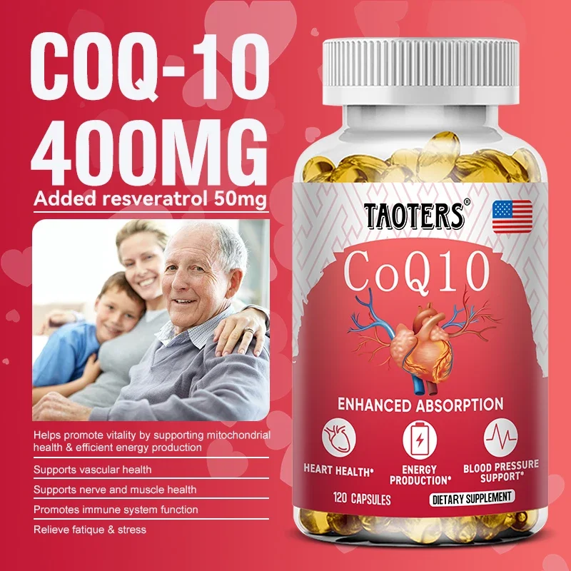 TAOTERS Coenzyme Q10 Capsules, Energy, Antioxidant,Cognitive and Heart Support， Brain and Cell Health