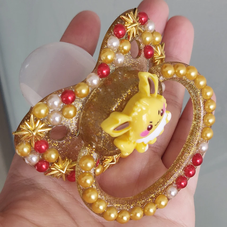 100% Handmake Cute Yellow Dog Pattern Adult Baby Pacifier Silicone Adult size Pacifier abdl Daddy Girl 5