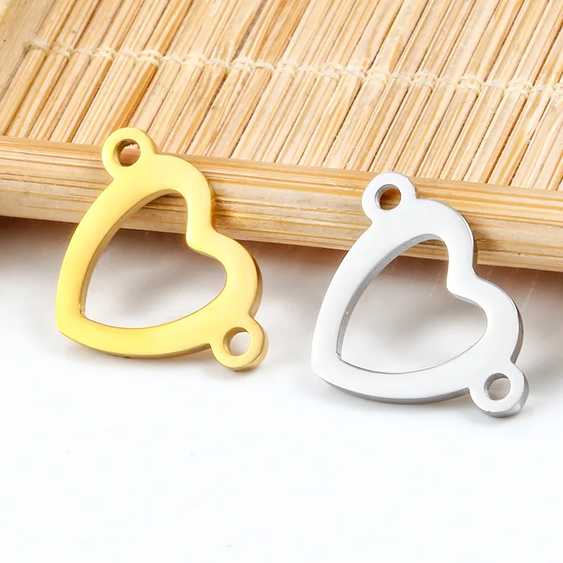 

Stainless Steel Polishing Heart Pendant Connector Charms Jewelry Making Necklace DIY Bracelet Accessories Findings Wholesale