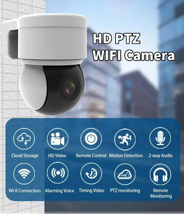 3MP 1536P 2.5Inch  Outdoor Water-proof WIFI PTZ  IP Dome Camera Onvif Full Color AI Humanoid Intercom Baby  Monitor