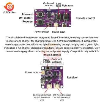 Kit modulo ricevitore telecomando per auto giocattolo ricaricabile a 4 canali 2.4G Interfaccia di tipo C per robot di navi con telecomando senza fili