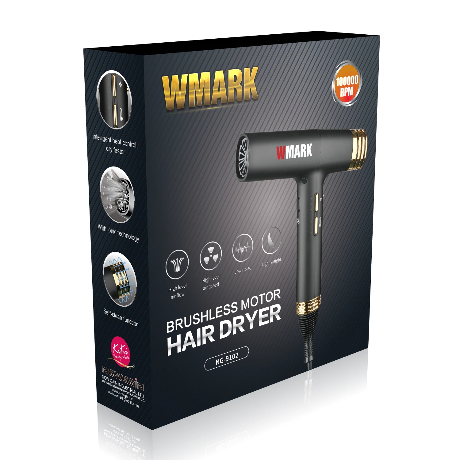 WMARK Brushless motor hot/cold air hair dryer NG-9102, quick-drying intelligent thermostatic