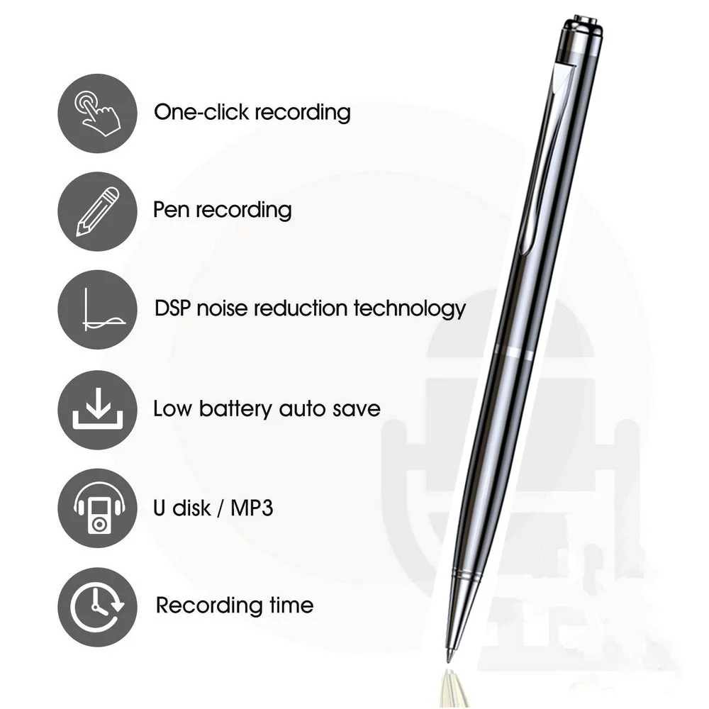 Digital Recarregável Voice Recorder Pen Gravação de Áudio Profissional Wav Ditafone Dispositivo de Gravação de Longo Tempo