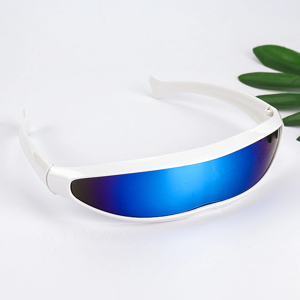 Futuristic Narrow Cyclops Visor Sunglasses Laser Eyeglasses UV400 Personality Mirrored Lens Costume Eyewear Men_voghion.com