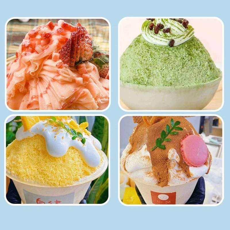 Korean Snowflake Ice Slushy Machine Small Snow Continuous Cooled Milk Mango Bingsu Shaver Smoothie Crusher