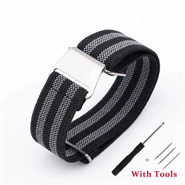 Elastic Nylon Watch Strap Replacement - Universal Waterproof Sport Bracelet Accessories with Tool