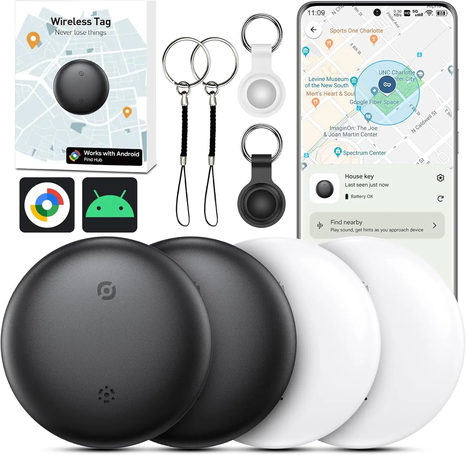 Smart Tracker for Keys, Luggage, Wallets - Android Compatible, IP66 Waterproof