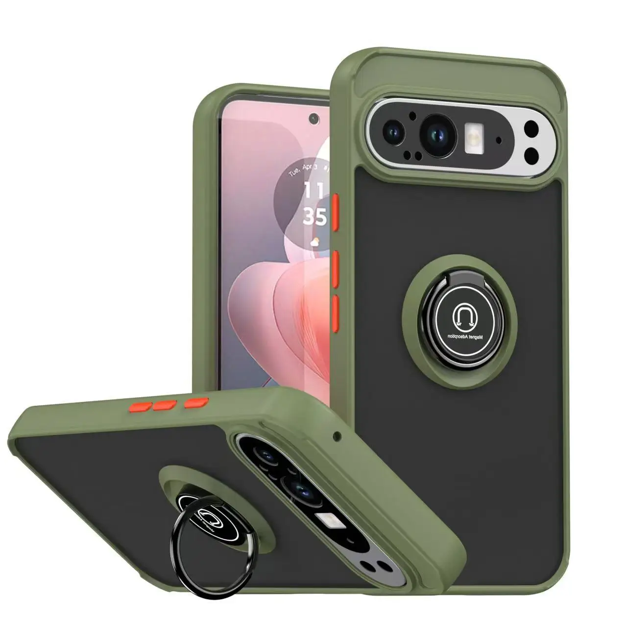 Armor Matte Car Magnetic Cover with Ring Stand - Shockproof Case