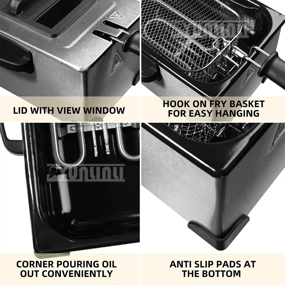 3L Automatic Electric Fryer 2000W Household Multifunctional Frying Machine Cooking Pot BBQ Tool 4
