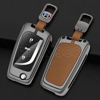 Custodia per chiave auto in pelle metallica Shell per Toyota Auris Corolla Avensis Verso Yaris Aygo Scion TC IM Camry RAV4 Hilux Fortuner