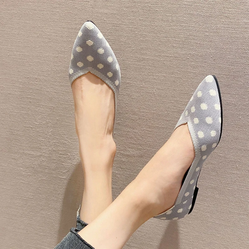 Women's flat shoes casual fashion dot color matching breathable anti slip rubber bottom pointed comfortable shoes spring women loafers women orthopedic shoes