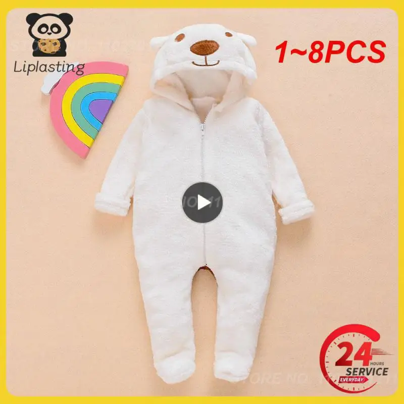 

1~8PCS Newborn Baby Boy Girl Kids Bear Hooded Romper Jumpsuit Bodysuit Clothes Outfits Long Sleeve Playsuit Toddler One Piece