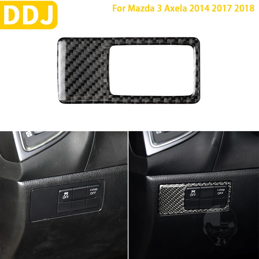 

For Mazda 3 Axela 2017 2018 Accessories Carbon Fiber Interior Auto Headlight Adjusting Frame Trim Sticker Modification Decoratio