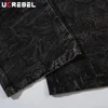 Lightning  Embroidery Jeans Mens High Street Washed Distressed Loose Wide leg Denim Pants Men Trousers 5