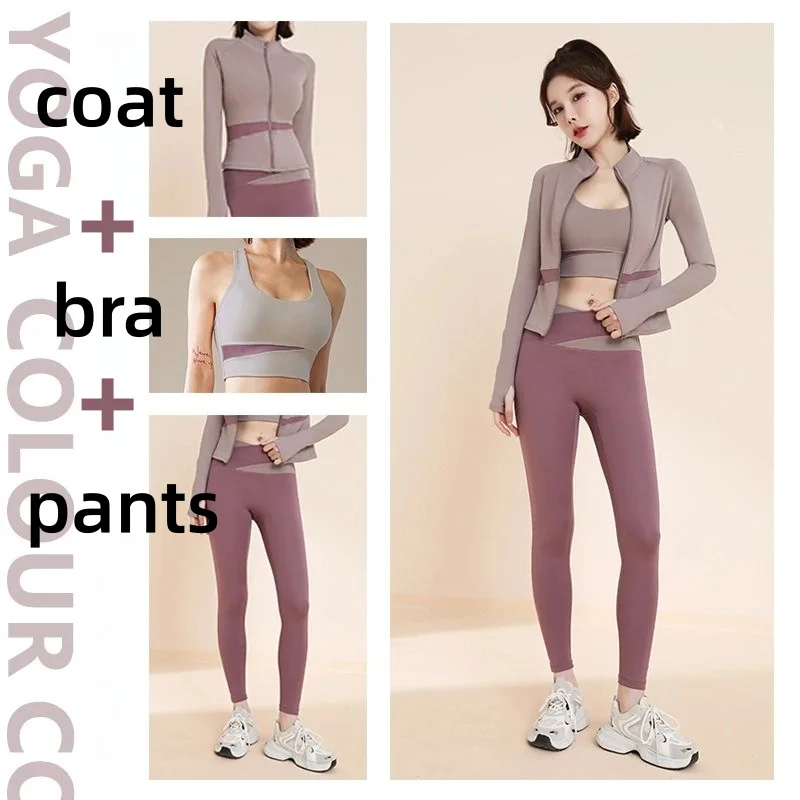 Premium Seamless High Impact Yoga Set 2-3 Piece Workout Outfit - Gym Leggings Sports Bra Top Fitness Set S-2XL 5
