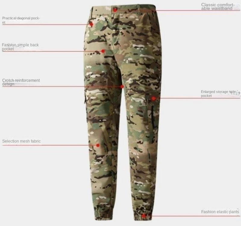 Men's Camouflage Set Spring Autumn Training Wear-resistant Jacket Thin Breathable Multi-pocket Cargo Pants Outdoor Working Suit 6