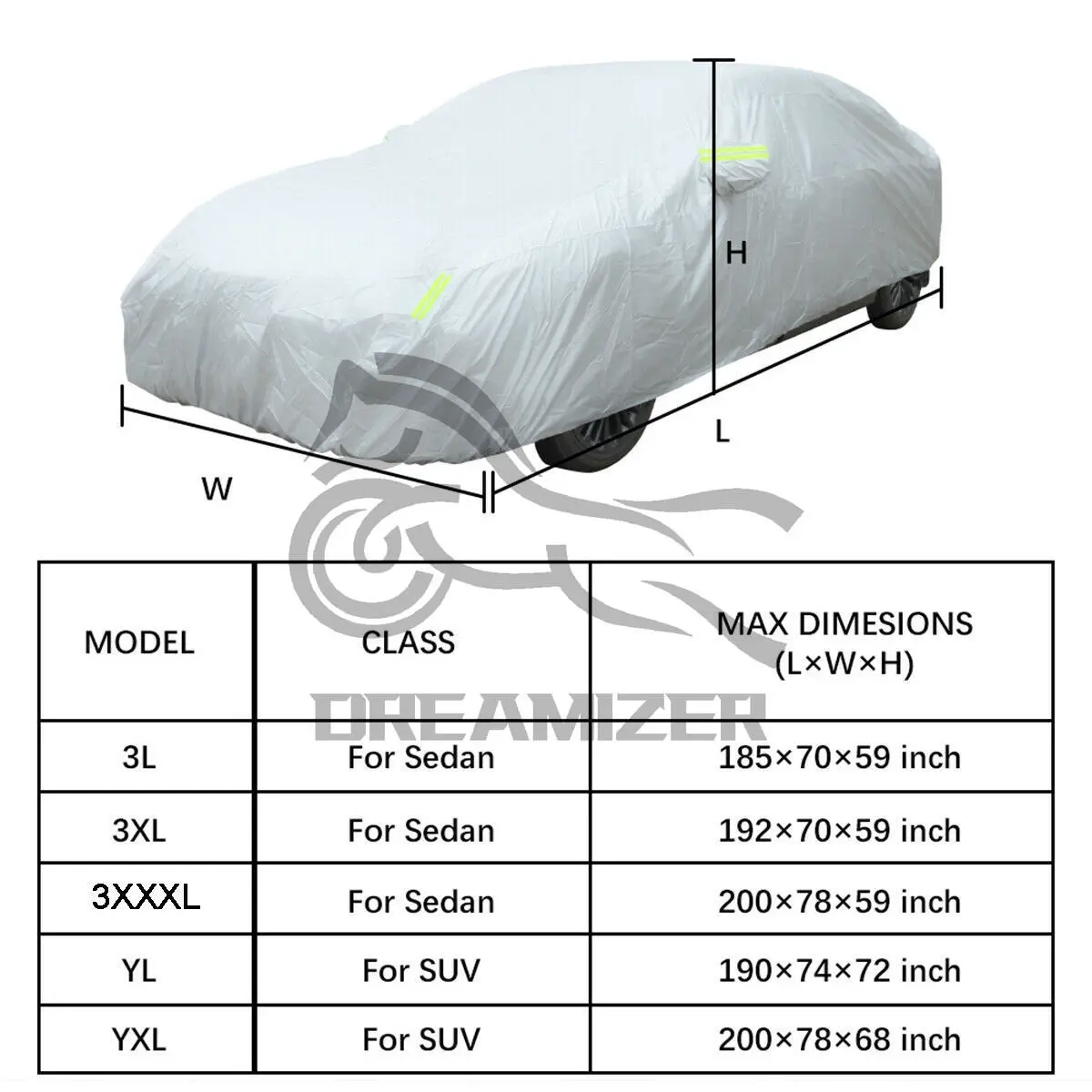 Car Covers by Dimension