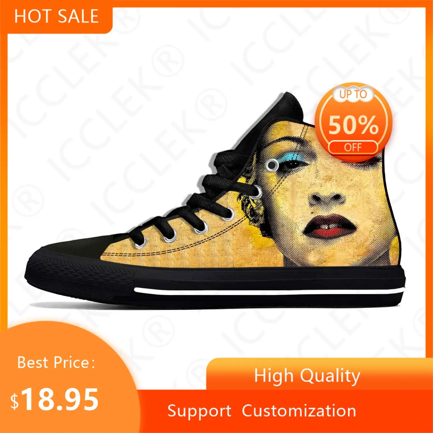 Madonna Pop Music Singer Fashion Funny Popular Casual Cloth Shoes High Top Lightweight Breathable Mens Womens Teenager Sneakers 4