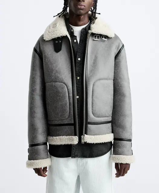 Мужская зимняя куртка из овечьей шкуры в американском стиле 1