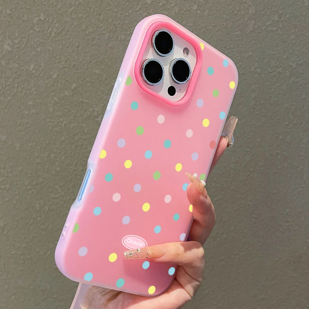 Vibrant Polka Dot Shockproof Full Screen Phone Case
