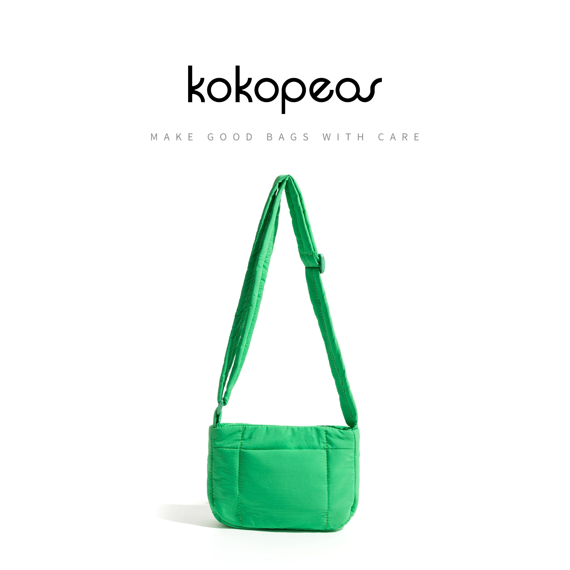 

KOKOPEAS Small Quilted Down Padded Crossbody Bag For Woman Nylon Fluffy Female Shoulder Purse Simple Fashion Tote Handbag