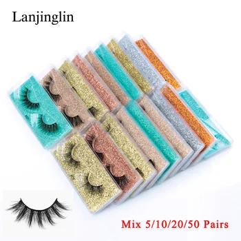 Wholesale 5/50Pairs 3D Mink Lashes Soft Natural Long False Eyelashes Fluffy Wispy Faux Cils Extension Makeup Tool Fake Eyelashes