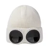 Men's and women's windproof glasses and cashmere ski knit hat solid color warm woolen hat 5
