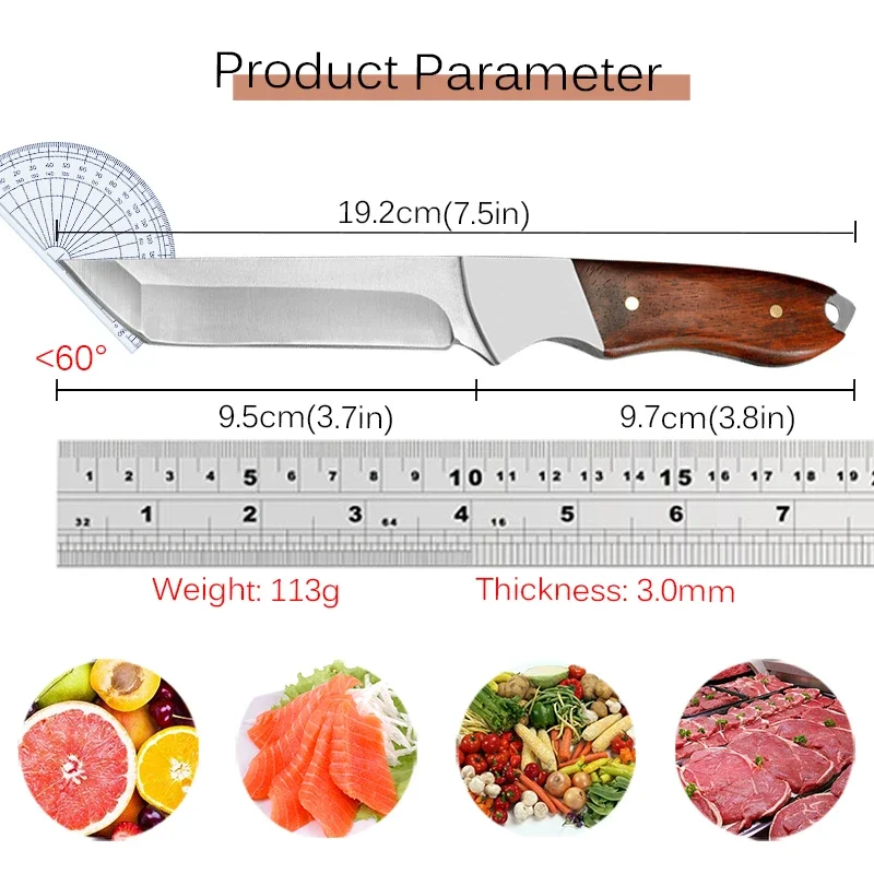 Boning Meat Cleaver Knife Stainless Steel Kitchen Mongolian Hand Meat Fruit Knife Roasted Whole Lamb Steak with Cover