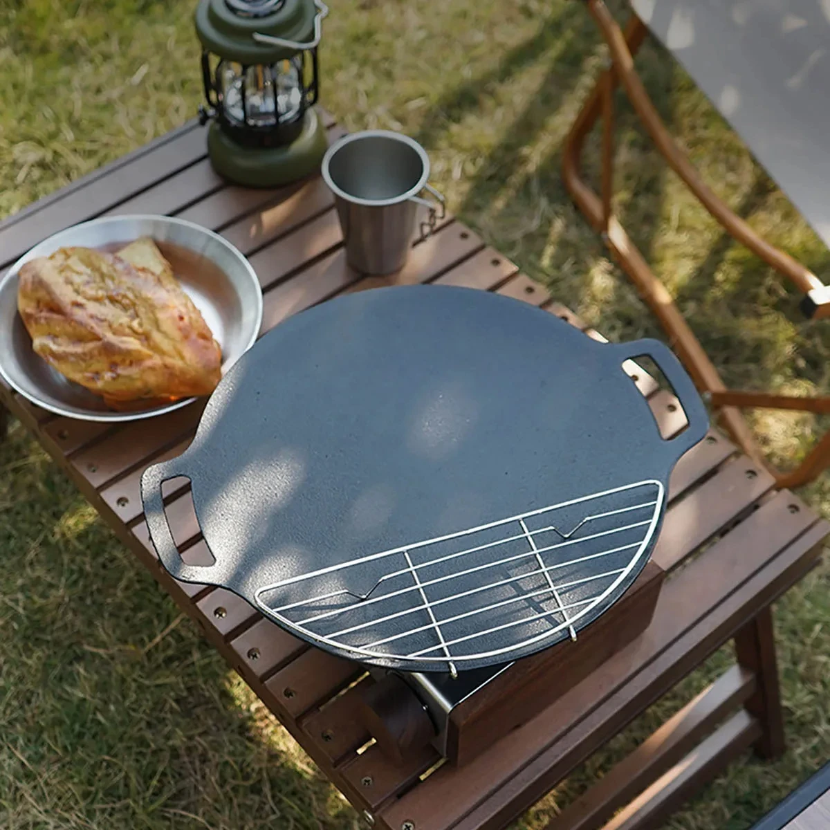 Outdoor Barbecue Net Steam Rack Stainless Steel Camping Barbecue Frying Pan Meat Drain Anti Scorching Grill Kitchen Utensils Camping Cookware Camping Cookware Set BBQ Grill Pan