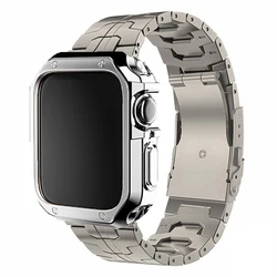 Luxury Titanium Strap Case with TPU Cover - Series 10 46mm (S - Titanium Color)