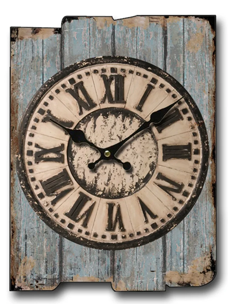 Large Square Wall Clock Retro Wood Vintage Clocks A-77  