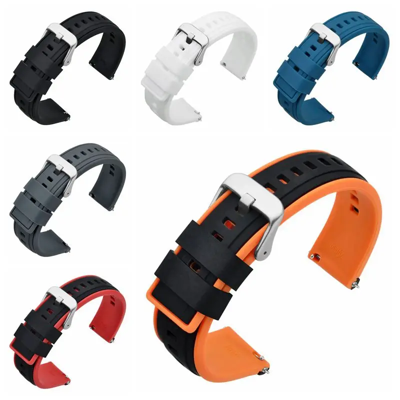 ANNEFIT Silicone Watch Bands 18mm 20mm 22mm Quick Release Soft Sport Watchband Wristband Replacement Bracelet