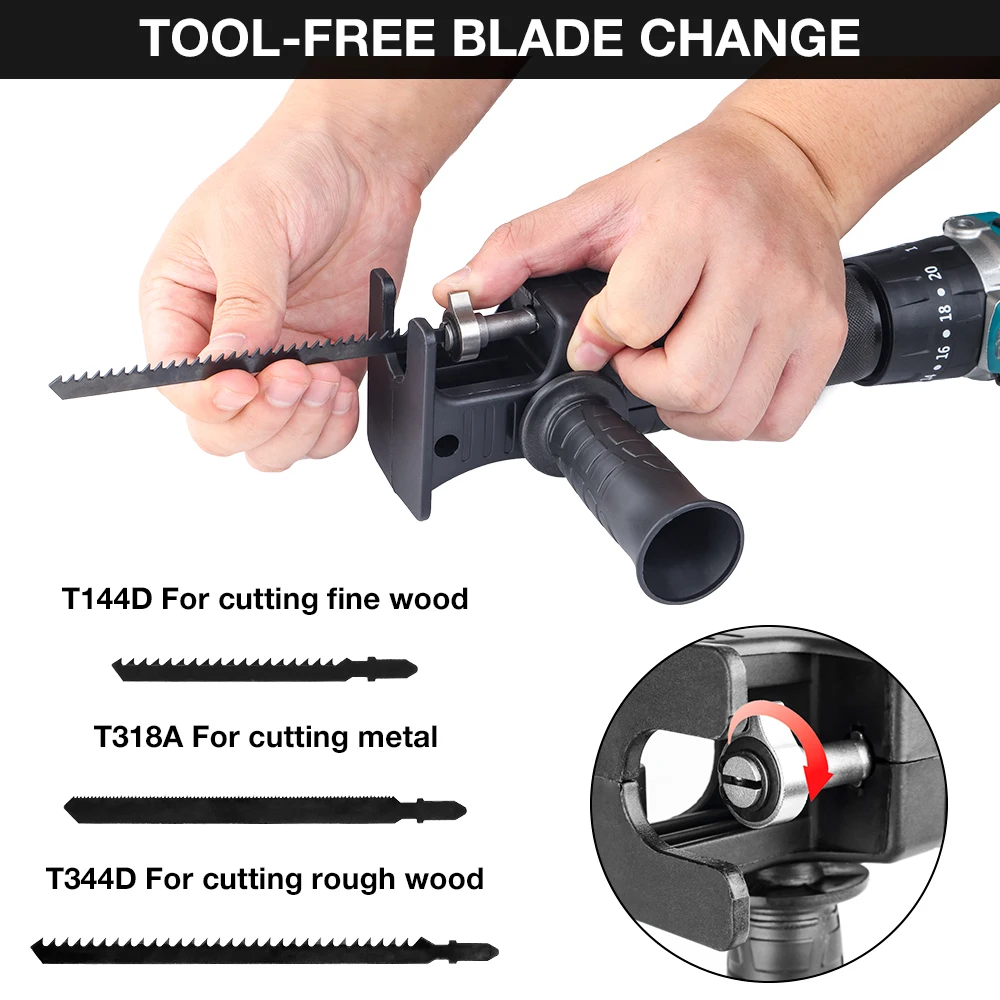 Electric Reciprocating Saw Adapter, Home Cordless Electric Jig Saw, Electric Saw, Suitable For Wood/Plastic/Metal,Cutting Tools 2