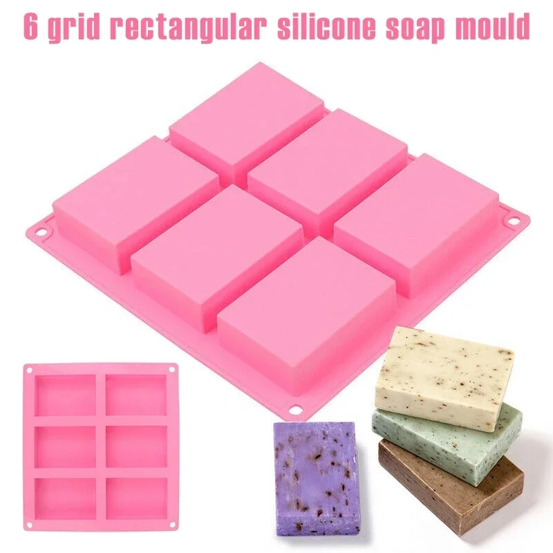6-chamber rectangular square cake silica gel baking mold manual soap mold DIY ice plate jelly cake candy chocolate silicone mold baking mold