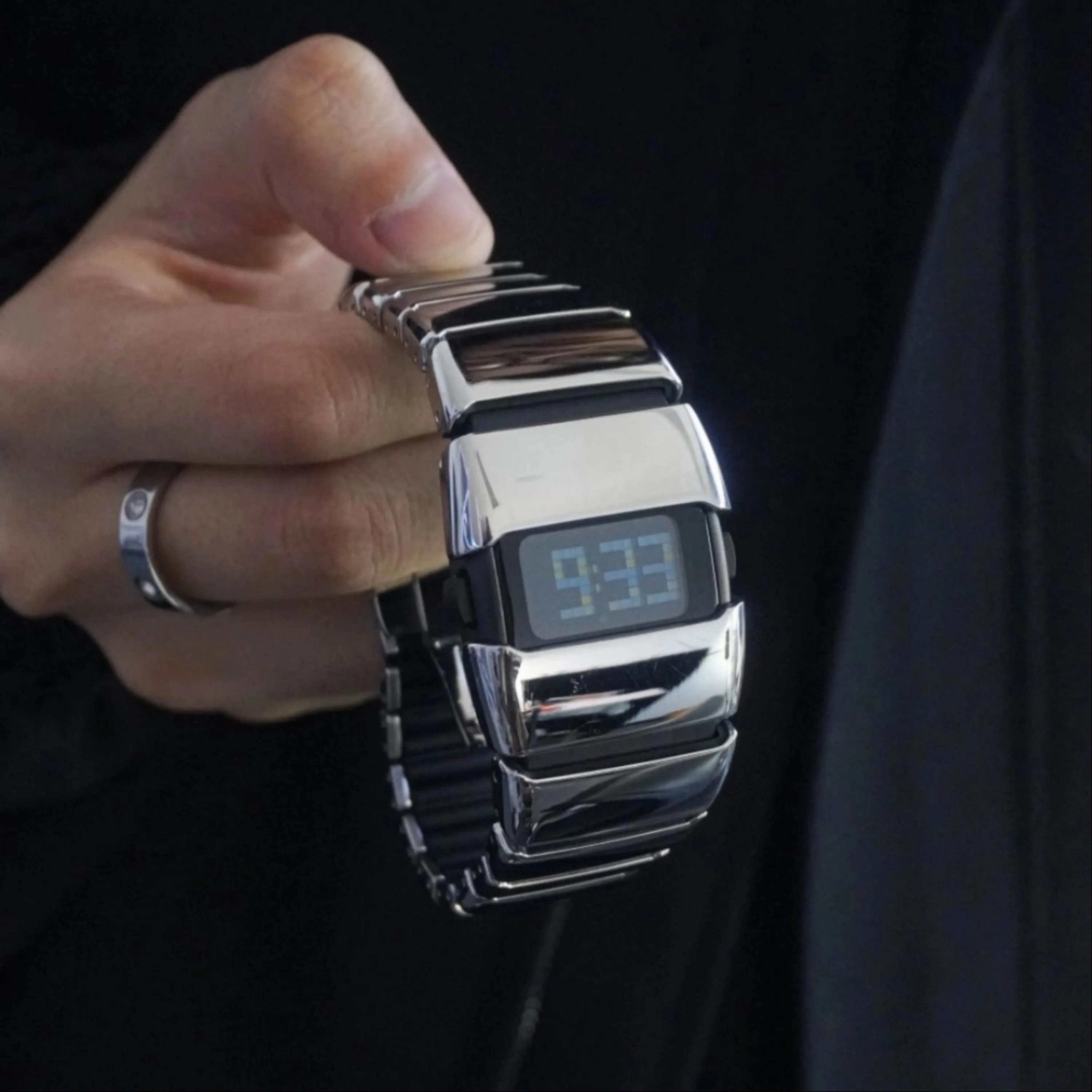 BENLYDESIGN X6000 Y2K メンズデジタル腕時計、ステンレススチール