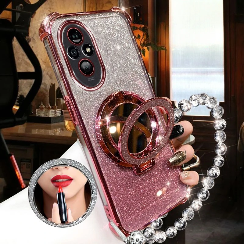 Sparkling Shockproof Plating Crystal Bracelet Magsafe Phone Holder Case