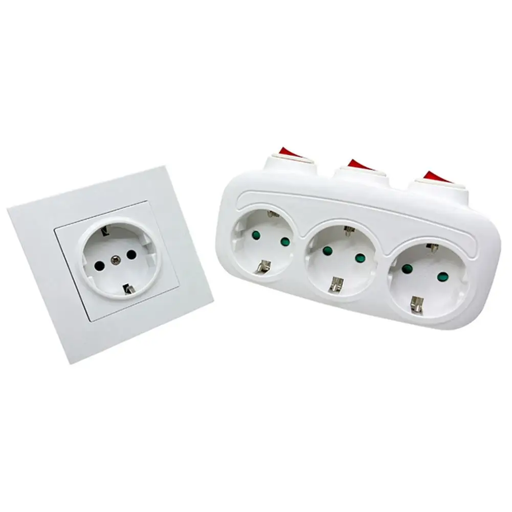 Description Picture 4 of itemEU Extension Socket Outlet With Switch ON/OFF Electrical Plug European Standard German Power Converter Plug Adapter 16A 250V EU
