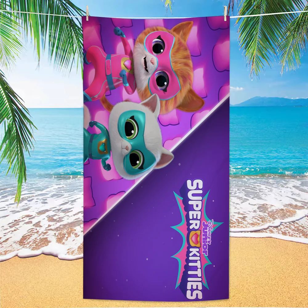 1PC Cartoon SuperKitties Towel Microfiber Beach Towel Quick Dry Kids Beach Blanket Soft Unisex Camping Pool Towel 6