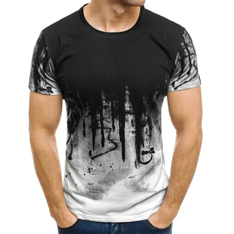 Summer Male Hiphop Streetwear Gradient T Shirt