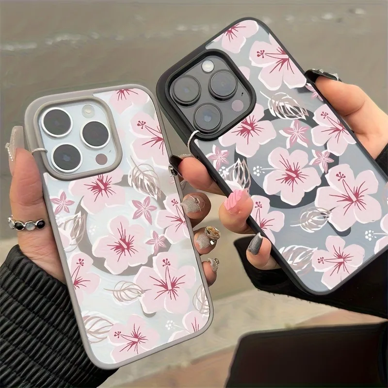 Elegant Minimalist Floral Phone Case with Magnetic Cover