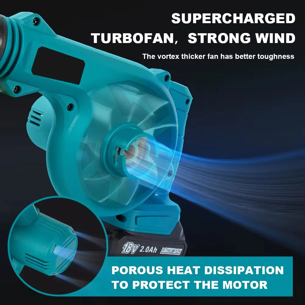 ZSQHET HY8010B Rechargeable Blower Makita 18V Battery Dedicated Cordless Blower Air Flow Adjustment Vacuum Cleaner Electric Tool 6