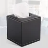 Black Pu Paper Holder Square Tissue Box Napkin Storage Towel Container Home Office Hotel Room ganization 1