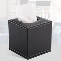 Black Pu Paper Holder Square Tissue Box Napkin Storage Towel Container Home Office Hotel Room ganization 1