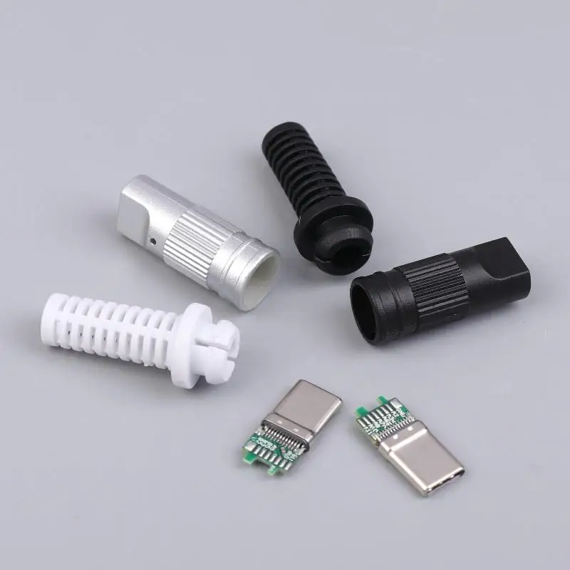 2/5Pcs USB3.1 Type-C Male Plug - 24Pin 5 Solder Joints CC Pad Fast Charging Data Connector For Mobile Phone DIY Repair Accessory