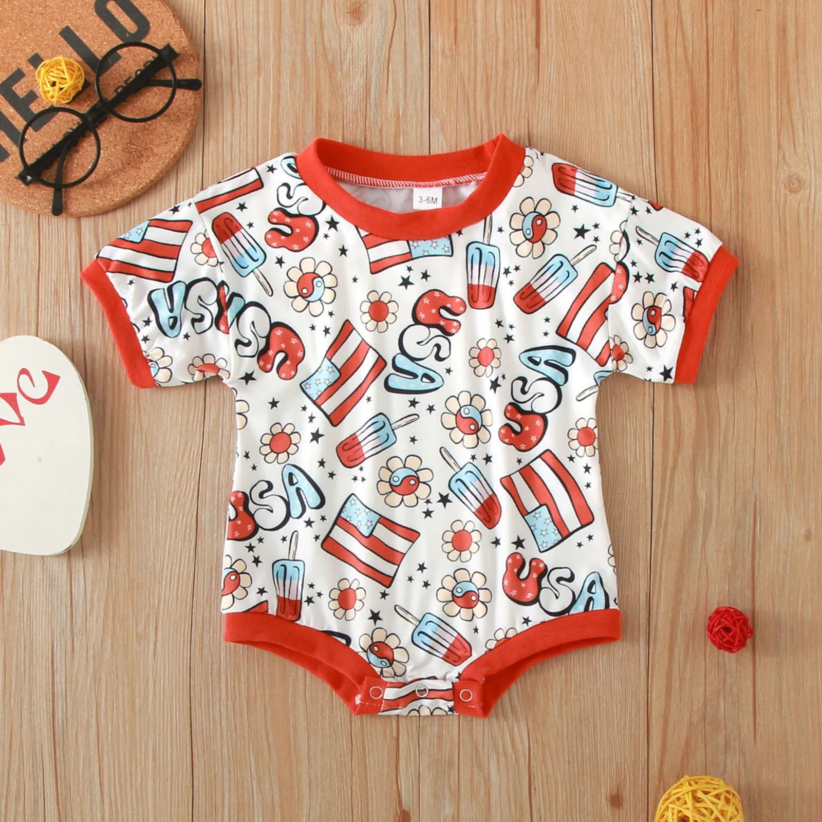 

Комбинезон для новорожденных, с коротким рукавом, на Возраст 3-6 мес./9 мес./12-18 мес.