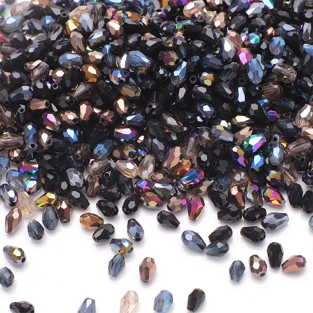 100Pcs/Lot 4x6mm AB Mixed Color Tear Drop Faceted Crystal Beads Pear Shape Loose Crafts for Jewelry Making DIY Needdlework