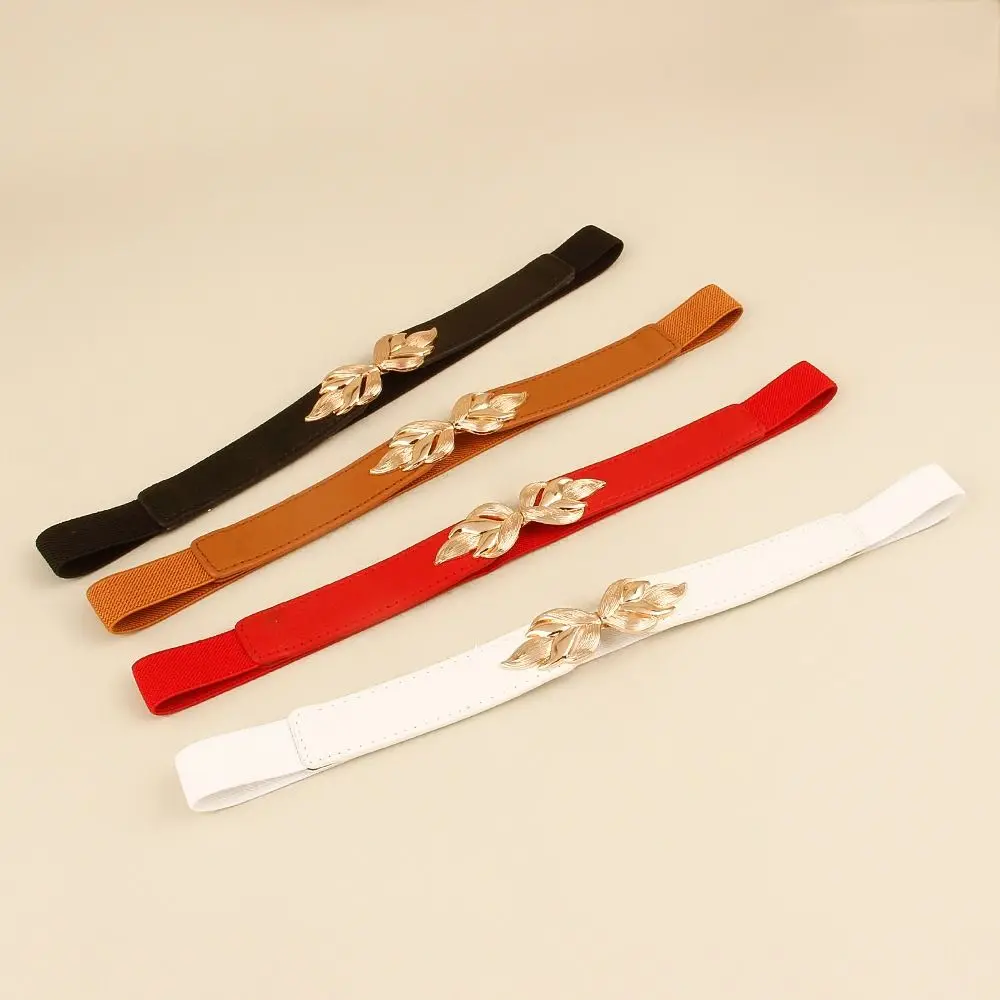 

PU Leather All-match Trouser Decoration Thin Metal Buckle Korean Waistbands Women Waist Leaf Buckle Men Waist Belts