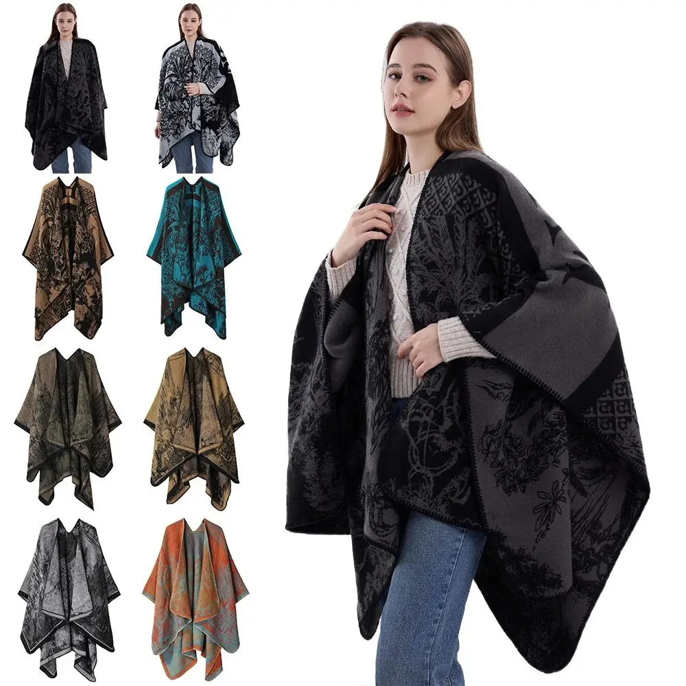Warm Fleece Shawl Wrap Scarf Cashmere Cape for Women