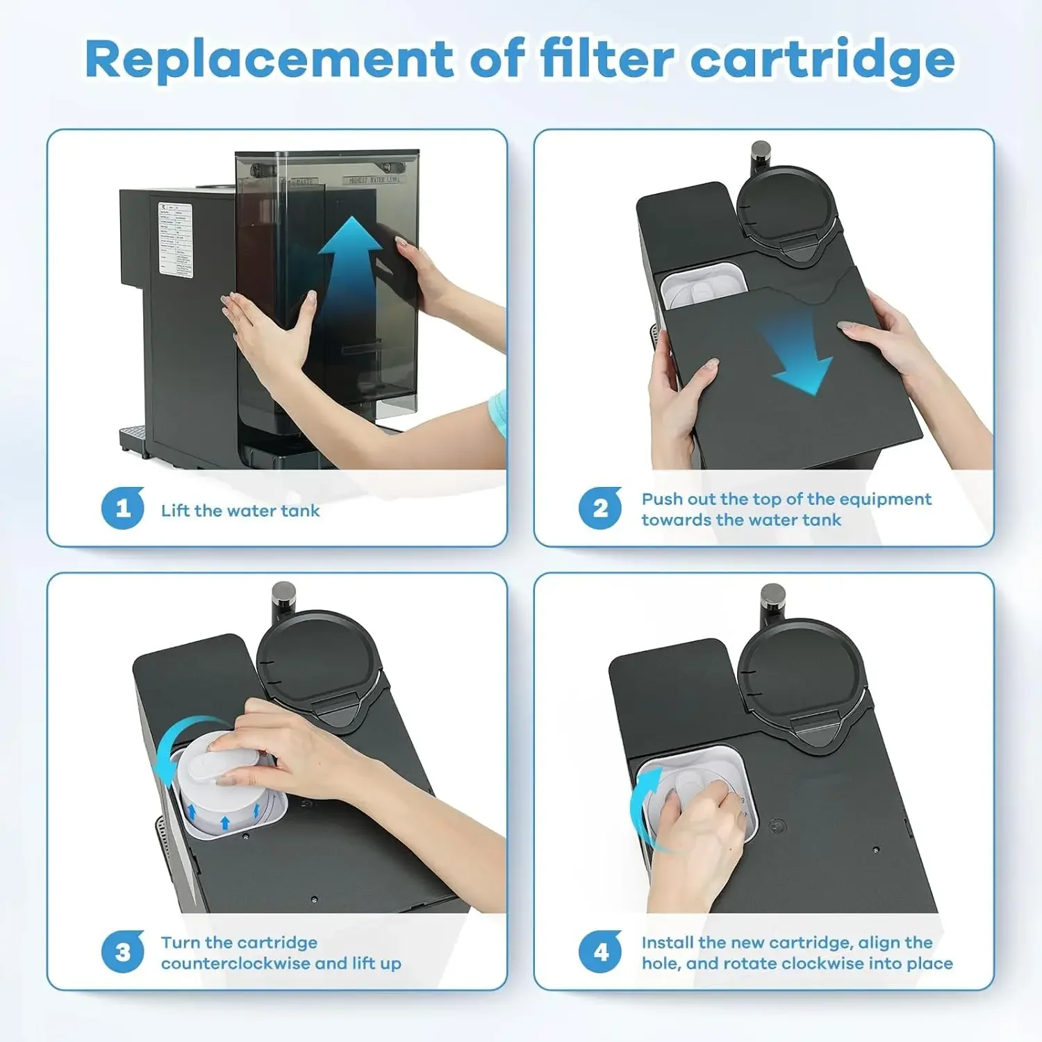Reverse Osmosis Water Filter, Water Purifier, 8-Stage Filtration System, Portable Purifier Countertop for Kitchen, Office